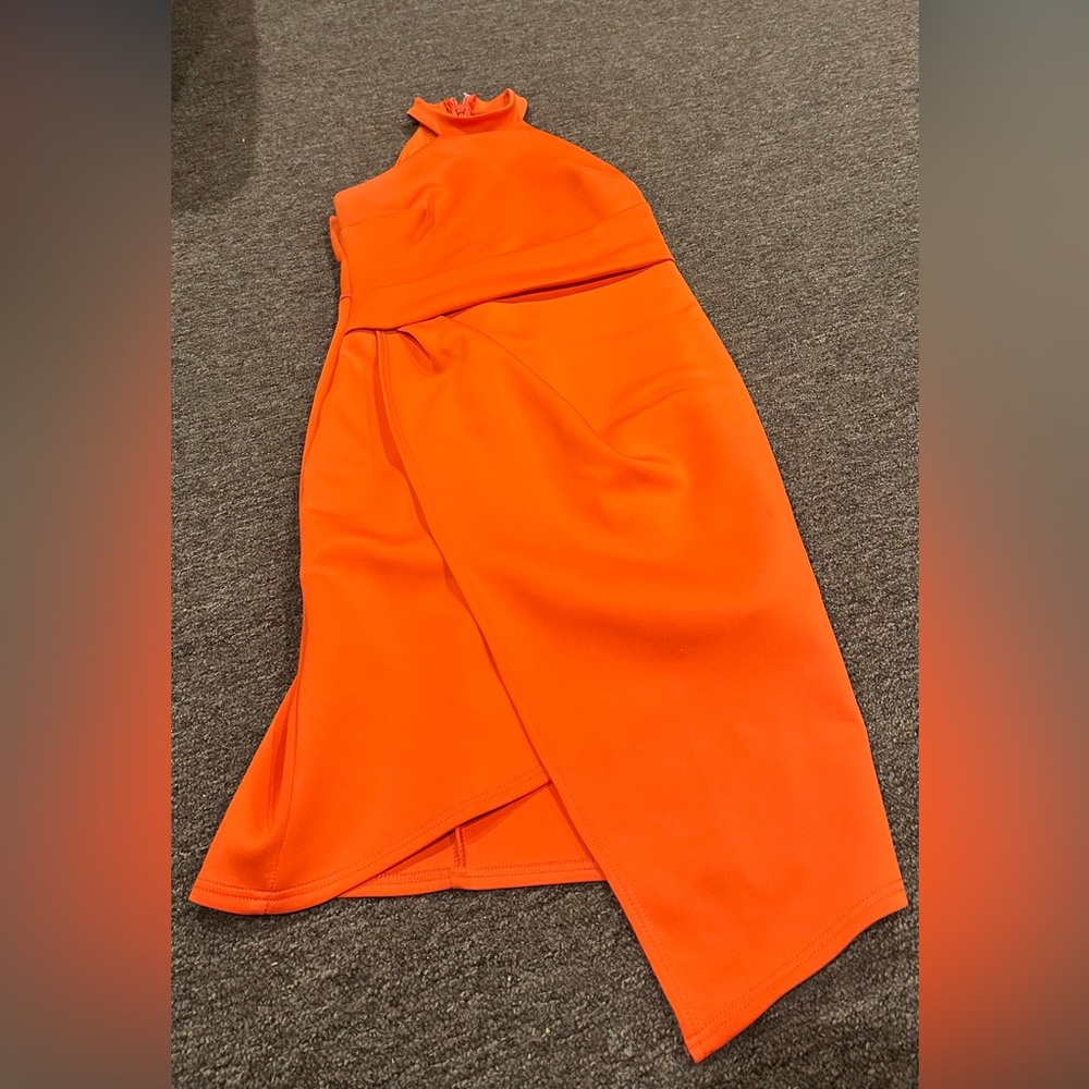 EUC! Lipsy London Sz 8 Vibrant Orange Open Shoulder Dress